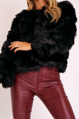 Black Faux Fur Jacket - Estelle-Jackets