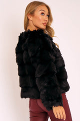 Black Faux Fur Jacket - Estelle-Jackets