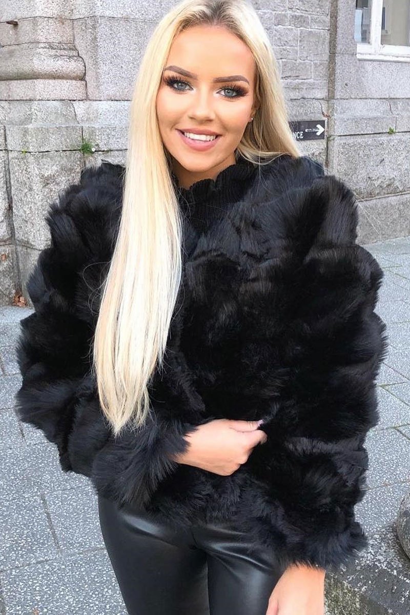 Black Faux Fur Jacket - Estelle-Jackets