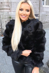 Black Faux Fur Jacket - Estelle-Jackets