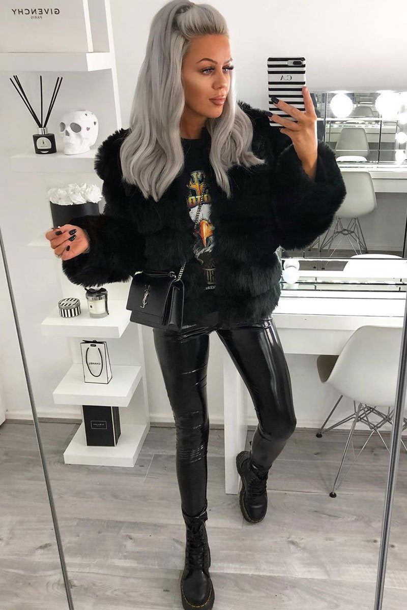 Black Faux Fur Jacket - Estelle – Rebellious Fashion