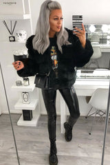 Black Faux Fur Jacket - Estelle-Jackets