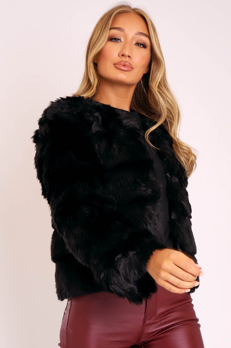 Black Faux Fur Jacket - Estelle-Jackets