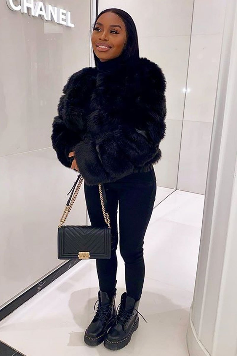 Black Faux Fur Jacket - Estelle-Jackets