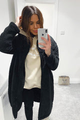 Black Faux Fur Teddy Coat - Reegan-Coats