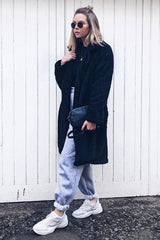 Black Faux Fur Teddy Coat - Reegan-Coats