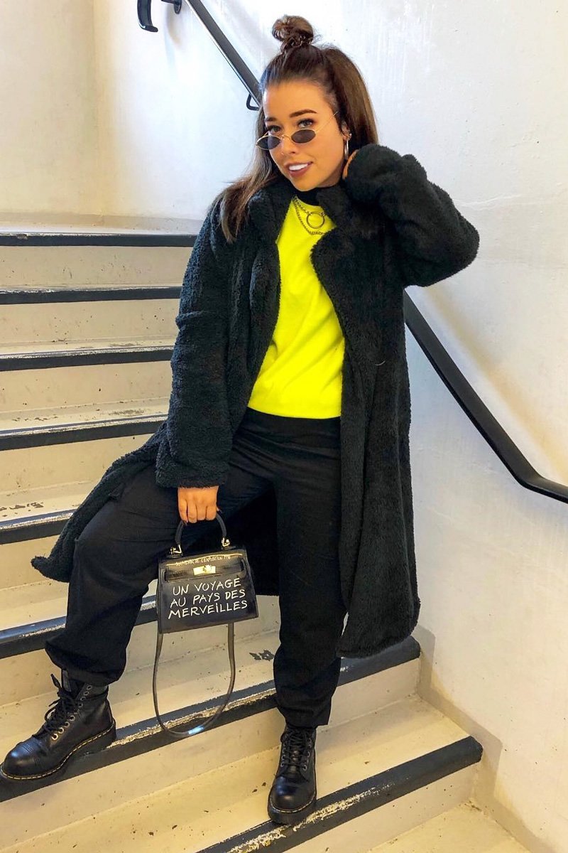 Black Faux Fur Teddy Coat - Reegan-Coats