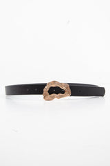 Black Faux Leather Abstract Buckle Belt - Charlett-Belts