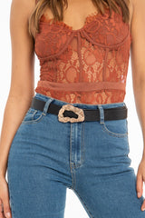 Black Faux Leather Abstract Buckle Belt - Charlett-Belts