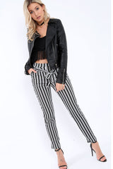 Black Faux Leather Biker Jacket - Colleen-Jackets