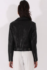 Black Faux Leather Biker Jacket - Dallas-Jackets