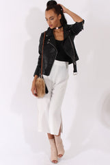 Black Faux Leather Biker Jacket - Dallas-Jackets