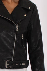 Black Faux Leather Biker Jacket - Dallas-Jackets