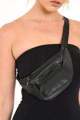 Black Faux Leather Bum Bag - Dia-Bags