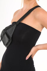 Black Faux Leather Bum Bag - Dia-Bags