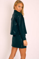 Black Faux Leather Button Up Shirt - Bellarae-Shirts