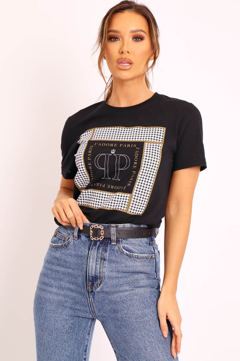 Black Faux Leather Chain Buckle Belt - Jaylarose-Belts