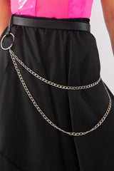 Black Faux Leather Chain Detail Belt - Faida-Belts