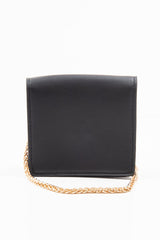 Black Faux Leather Chain Mini Cross Body Bag - Wilda-Bags