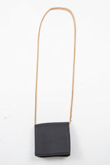 Black Faux Leather Chain Mini Cross Body Bag - Wilda-Bags