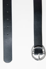 Black Faux Leather Circle Buckle Belt - Inza-Belts
