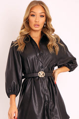 Black Faux Leather Double Snake Buckle Belt - Heaven-Belts