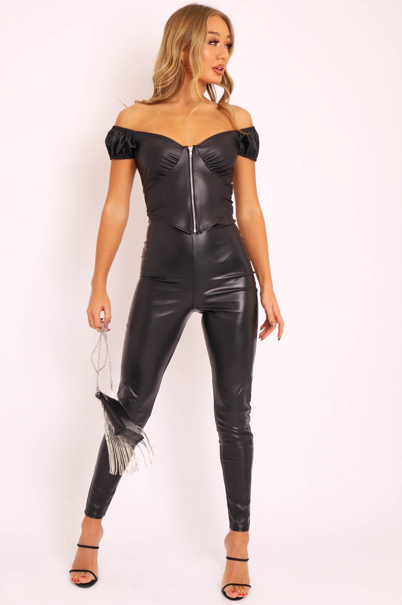 Black Faux Leather Extreme High Waist Leggings - Tarini-Leggings