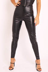 Black Faux Leather Extreme High Waist Leggings - Tarini-Leggings