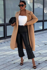 Black Faux Leather Flared Crop Trousers - Makai-Trousers