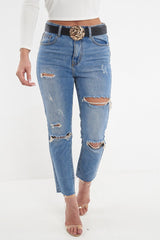 Black Faux Leather Gold Hammered Disc Belt - Melyssa-Belts