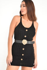 Black Faux Leather Gold Lion Head Buckle - Noha-Belts