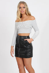 Black Faux Leather Mini Skirt - Paige-Skirts