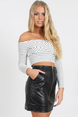 Black Faux Leather Mini Skirt - Paige-Skirts