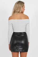 Black Faux Leather Mini Skirt - Paige-Skirts