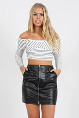 Black Faux Leather Mini Skirt - Paige-Skirts