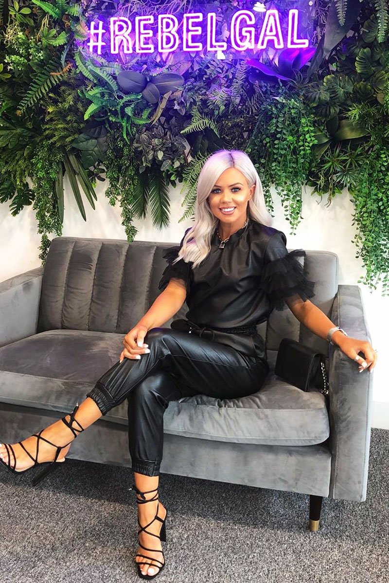 Black Faux Leather Organza Frill T-shirt - Maegan-T-shirt