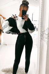 Black Faux Leather Ring Zip Leggings - Griffin-Leggings