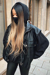 Black Faux Leather Sleeveless Gilet Jacket - Kierstan-Jackets