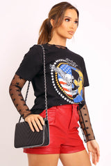 Black Faux Leather Stud Trim Bag - Elexis-Bags