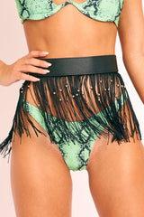 Black Faux Leather Tassel Detail Belt - Preslie-Belts