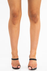 Black Faux Leather Toe Cuff Block Heel Mules - Aysel-Hats