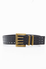Black Faux Leather Wide Waist Belt - London-Belts