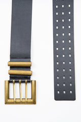 Black Faux Leather Wide Waist Belt - London-Belts