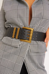 Black Faux Leather Wide Waist Belt - London-Belts