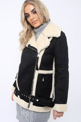 Black Faux Shearling Coat - Scarlett-Coats