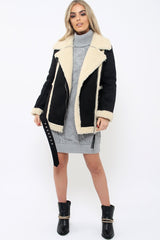 Black Faux Shearling Coat - Scarlett-Coats