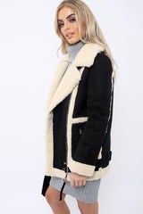 Black Faux Shearling Coat - Scarlett-Coats