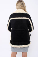 Black Faux Shearling Coat - Scarlett-Coats