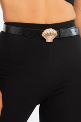 Black Faux Snake Shell Buckle Belt - Viva-Belts