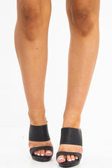 Black Faux Snake Two Part Mule Heels - Bronwen-Heels